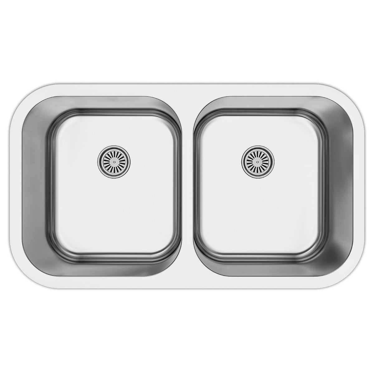 Profile 32" Undermount 16 Gauge Double Bowl Stainless Steel Kitchen Sink