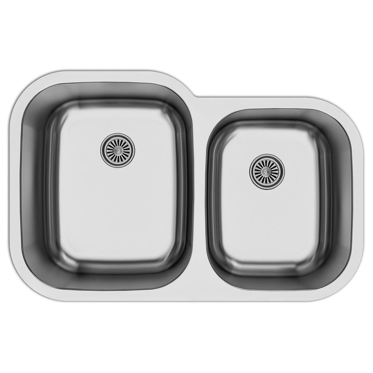 Profile 32" Undermount 16 Gauge Double Offset Bowl Stainless Steel Kitchen Sink
