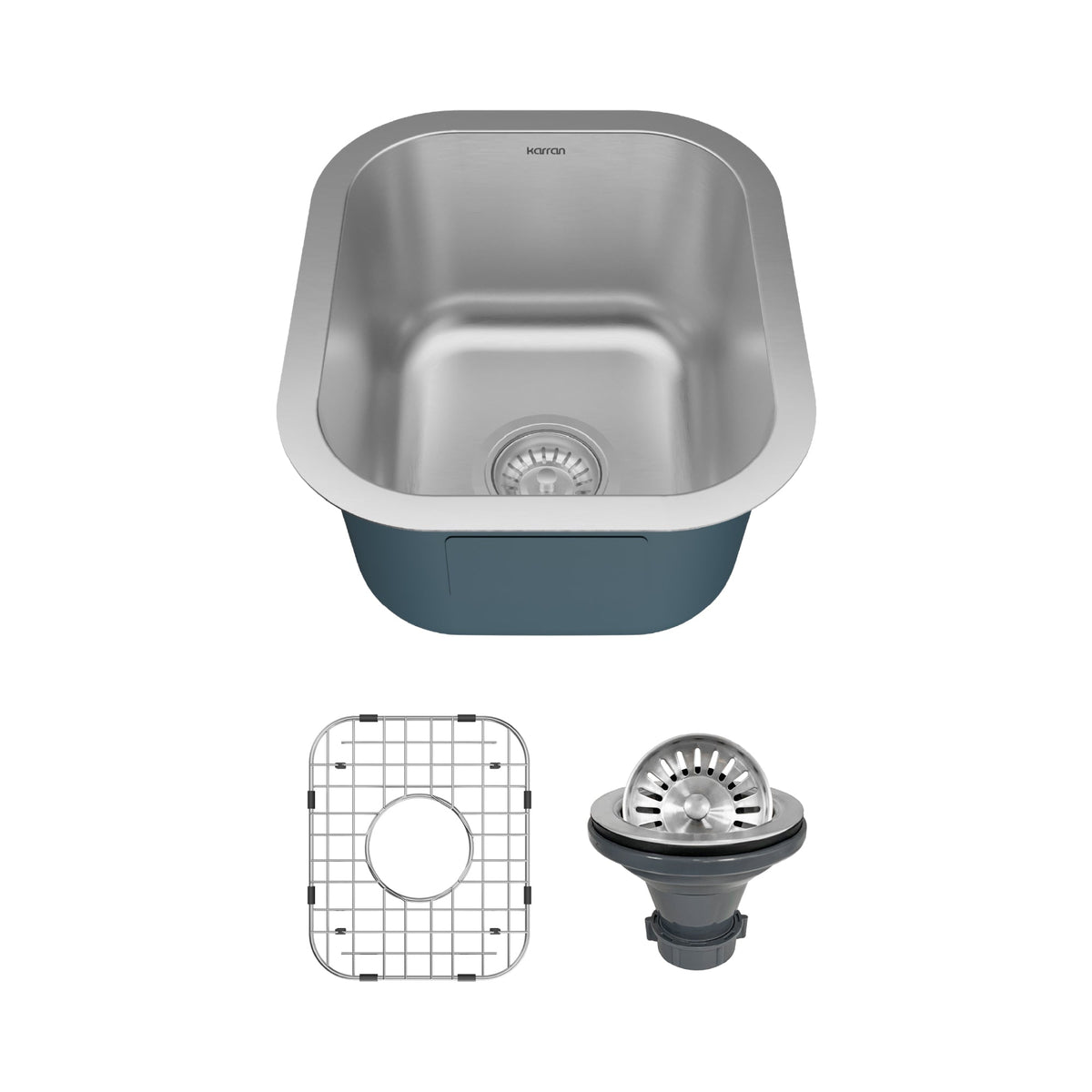 Profile 15" Undermount 16 Gauge Stainless Steel Single Bowl Bar Sink with Accessories