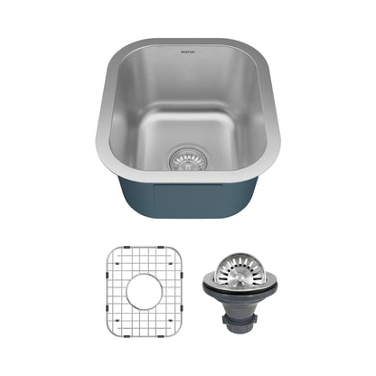 Profile 15" Undermount 16 Gauge Stainless Steel Single Bowl Bar Sink with Accessories