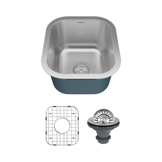 Profile 15" Undermount 16 Gauge Stainless Steel Single Bowl Bar Sink with Accessories