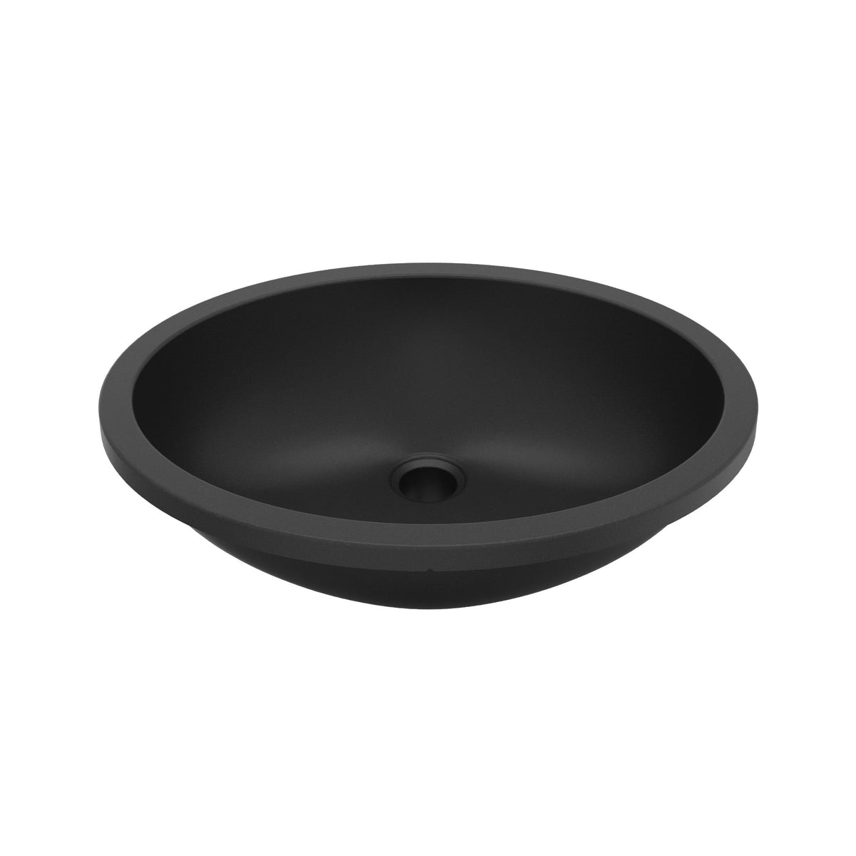19" Seamless Undermount Quartz Composite Bathroom Sink In Black