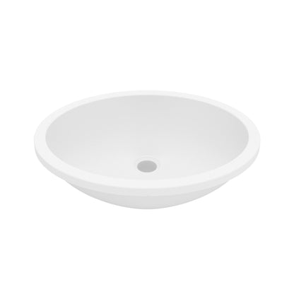 19" Seamless Undermount Quartz Composite Bathroom Sink In White
