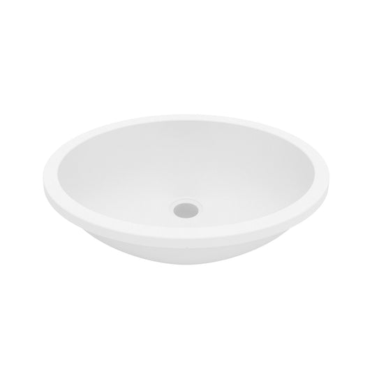 19" Seamless Undermount Quartz Composite Bathroom Sink In White