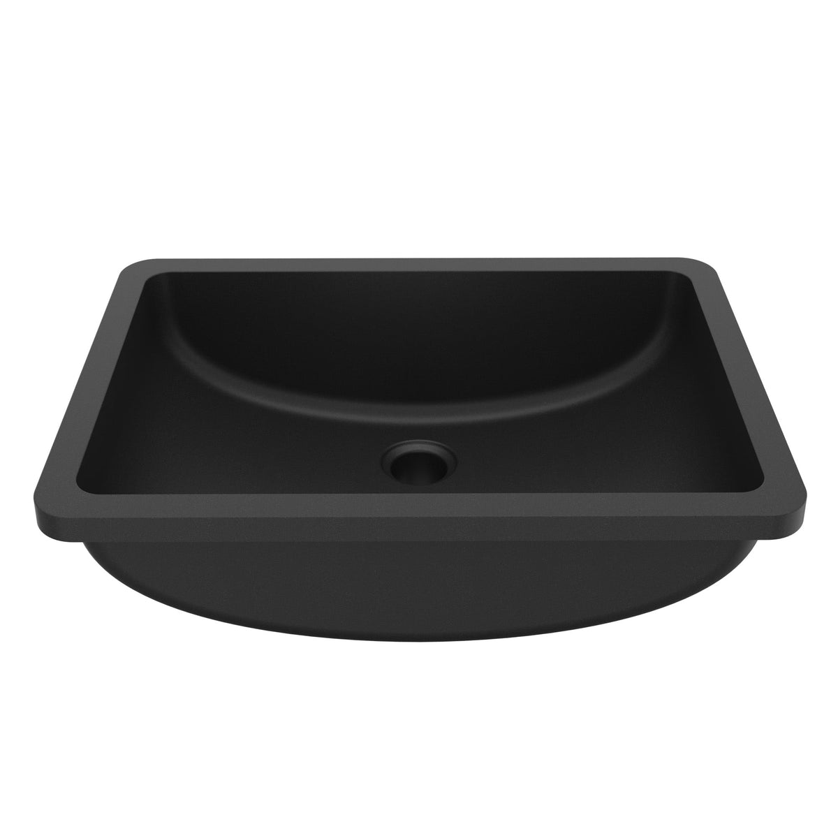 20" Seamless Undermount Quartz Composite Bathroom Sink In Black