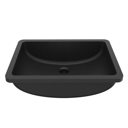 20" Seamless Undermount Quartz Composite Bathroom Sink In Black