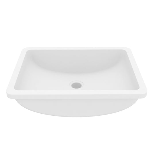 20" Seamless Undermount Quartz Composite Bathroom Sink In White
