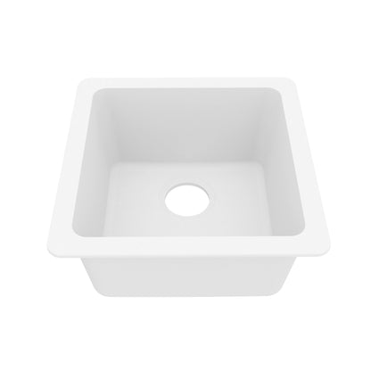 16-5/8" Seamless Undermount Quartz Composite Bar/Prep Sink In White