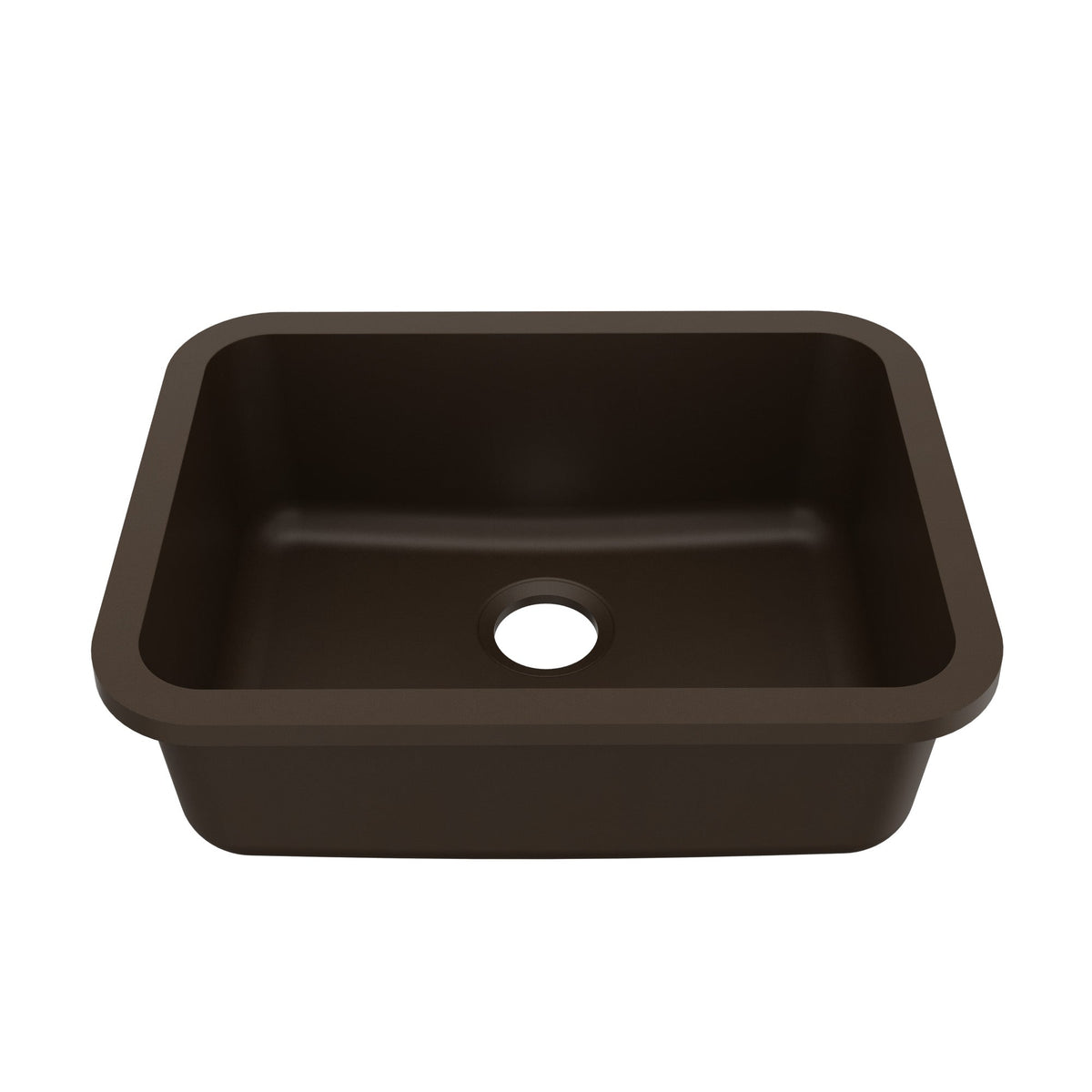 24-1/8" Seamless Undermount Single Bowl Quartz Composite Kitchen Sink In Brown