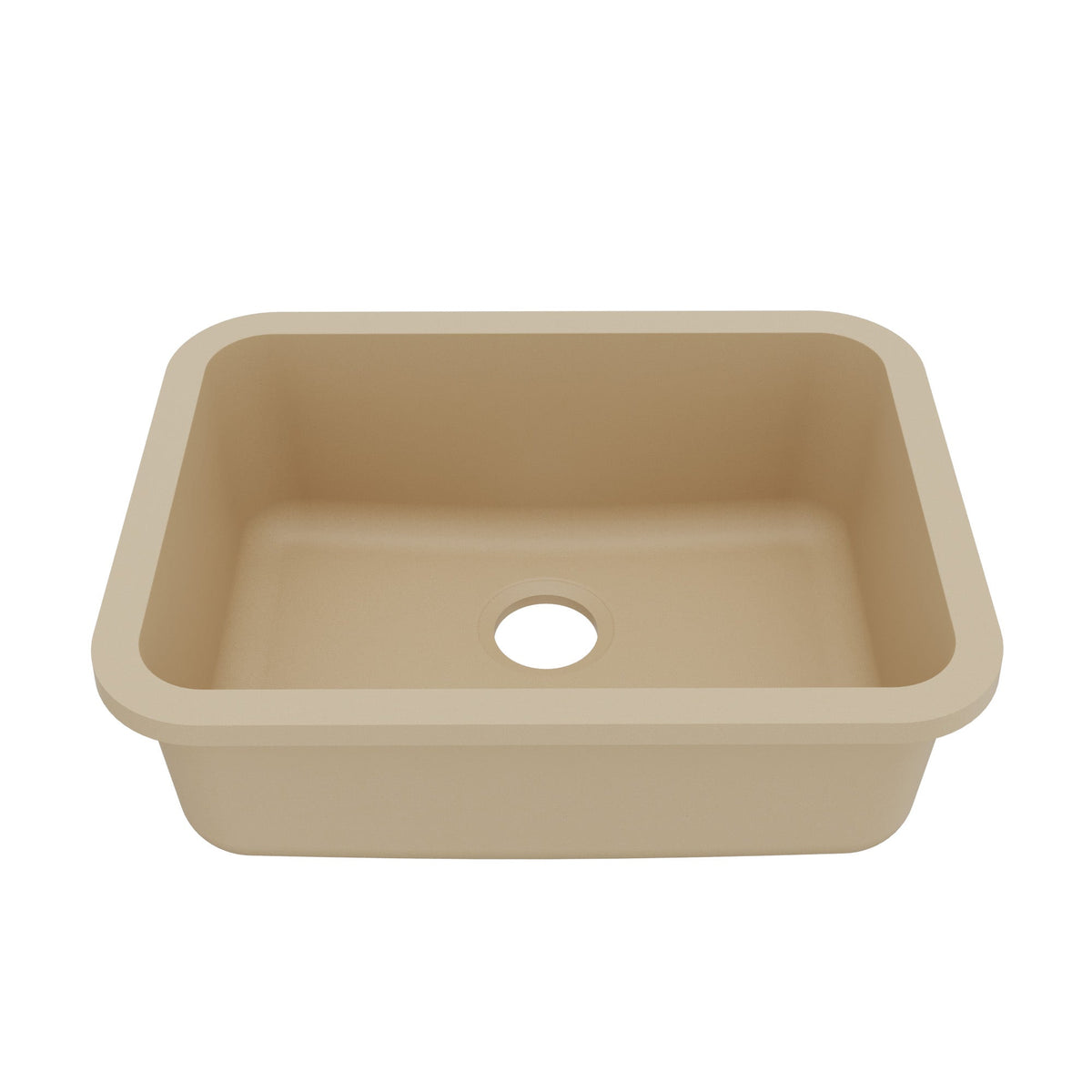 24-1/8" Seamless Undermount Single Bowl Quartz Composite Kitchen Sink In Bisque