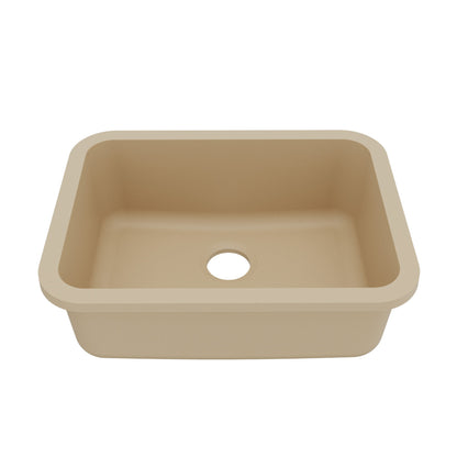 24-1/8" Seamless Undermount Single Bowl Quartz Composite Kitchen Sink In Bisque
