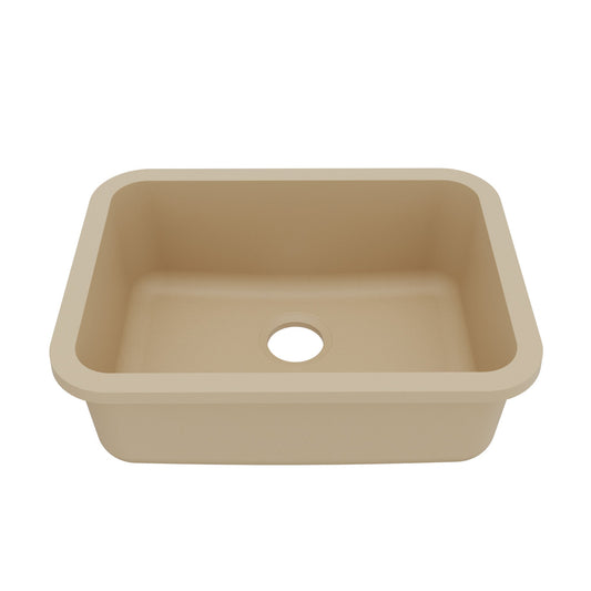 24-1/8" Seamless Undermount Single Bowl Quartz Composite Kitchen Sink In Bisque