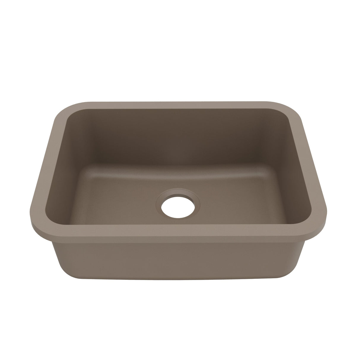 24-1/8" Seamless Undermount Single Bowl Quartz Composite Kitchen Sink In Concrete