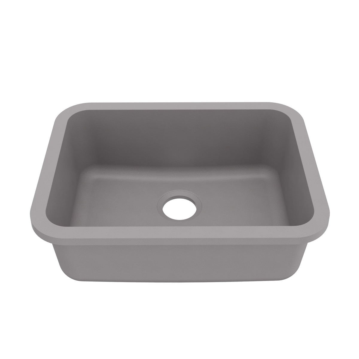24-1/8" Seamless Undermount Single Bowl Quartz Composite Kitchen Sink In Grey