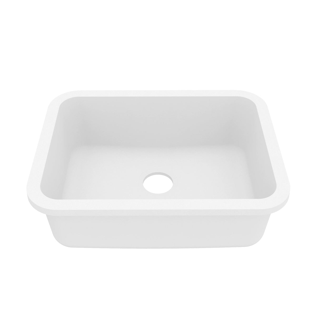 24-1/8" Seamless Undermount Single Bowl Quartz Composite Kitchen Sink In White