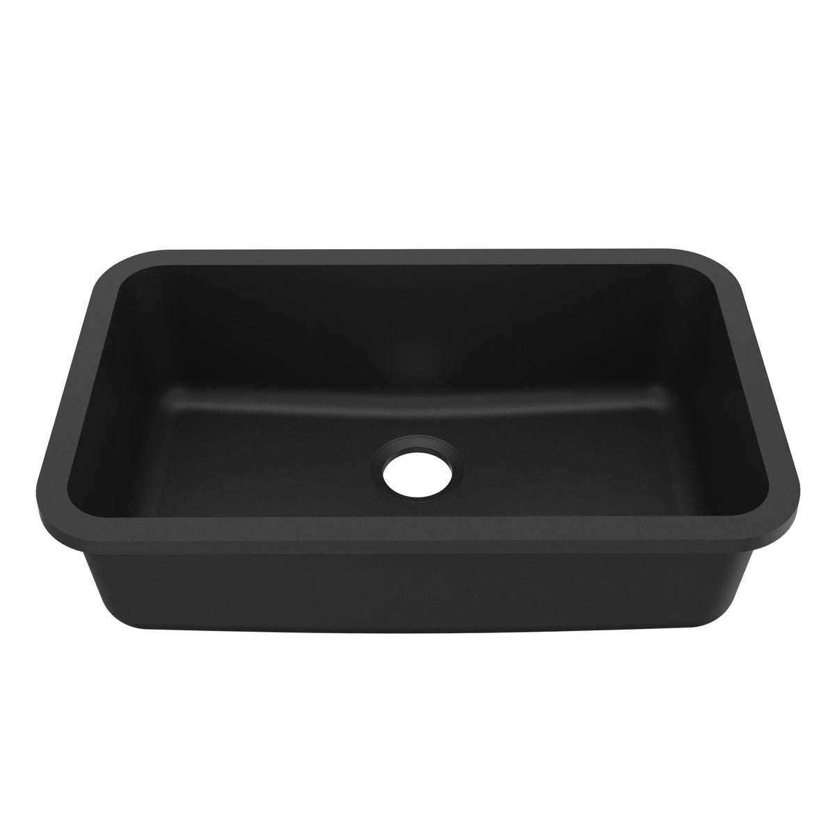 30-7/8" Seamless Undermount Large Single Bowl Quartz Composite Kitchen Sink In Black