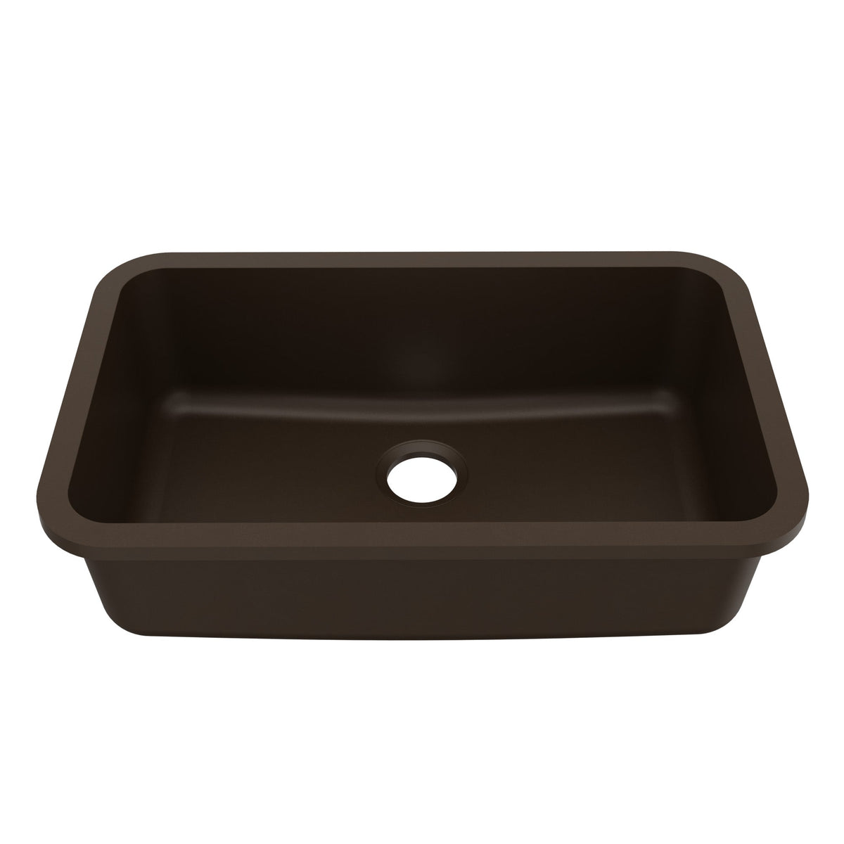 30-7/8" Seamless Undermount Large Single Bowl Quartz Composite Kitchen Sink In Brown