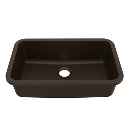 30-7/8" Seamless Undermount Large Single Bowl Quartz Composite Kitchen Sink In Brown