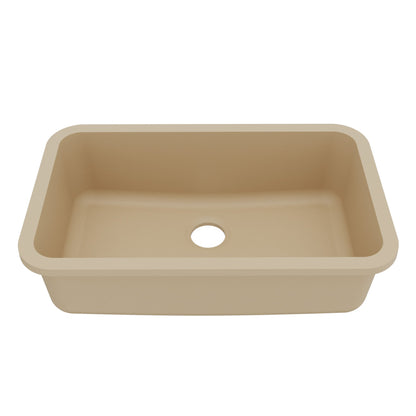 30-7/8" Seamless Undermount Large Single Bowl Quartz Composite Kitchen Sink In Bisque