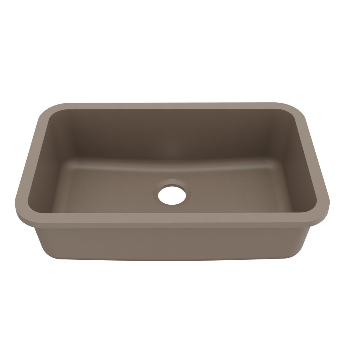 30-7/8" Seamless Undermount Large Single Bowl Quartz Composite Kitchen Sink In Concrete