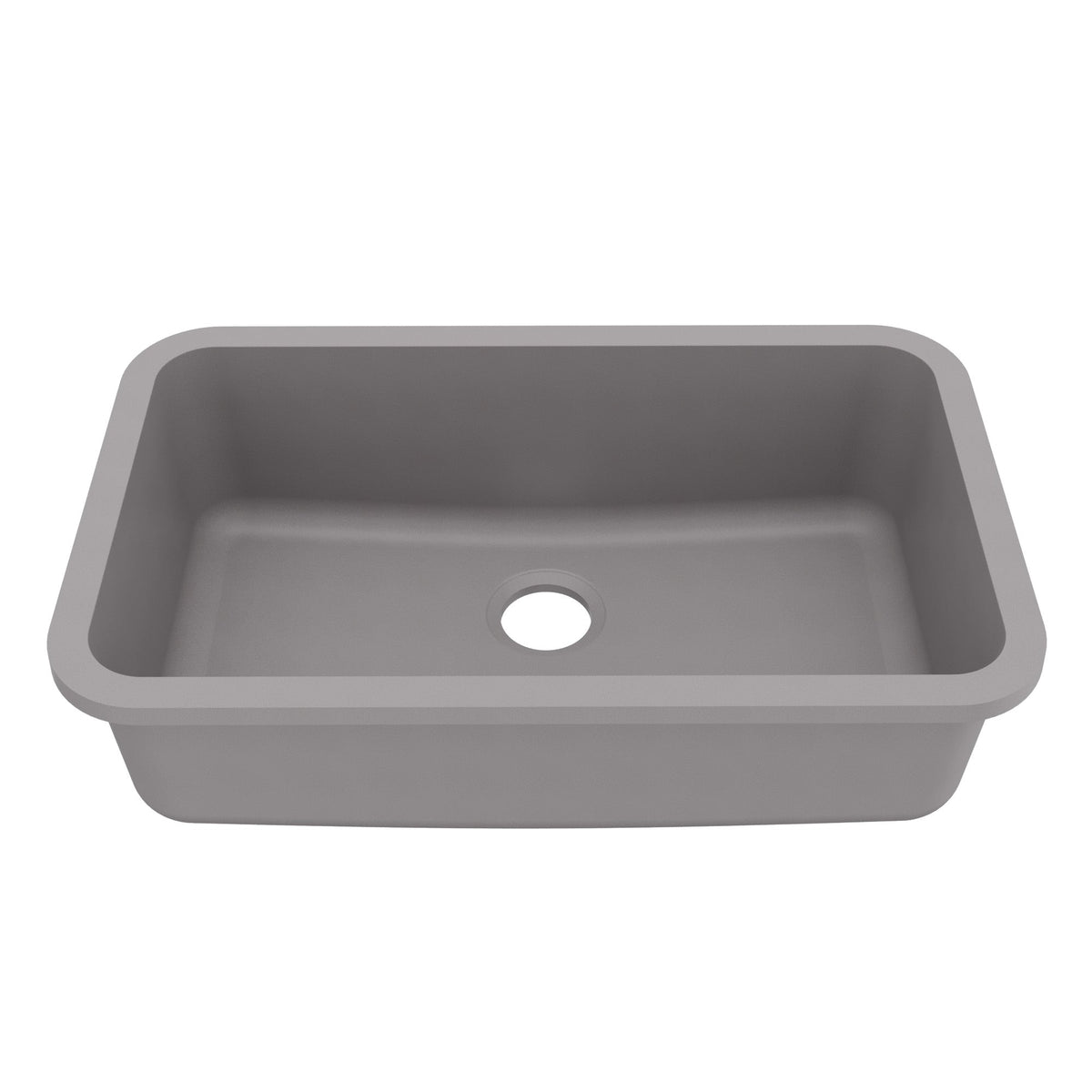 30-7/8" Seamless Undermount Large Single Bowl Quartz Composite Kitchen Sink In Grey