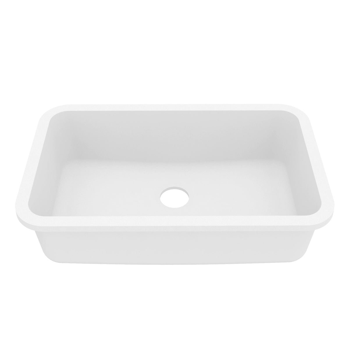 30-7/8" Seamless Undermount Large Single Bowl Quartz Composite Kitchen Sink In White