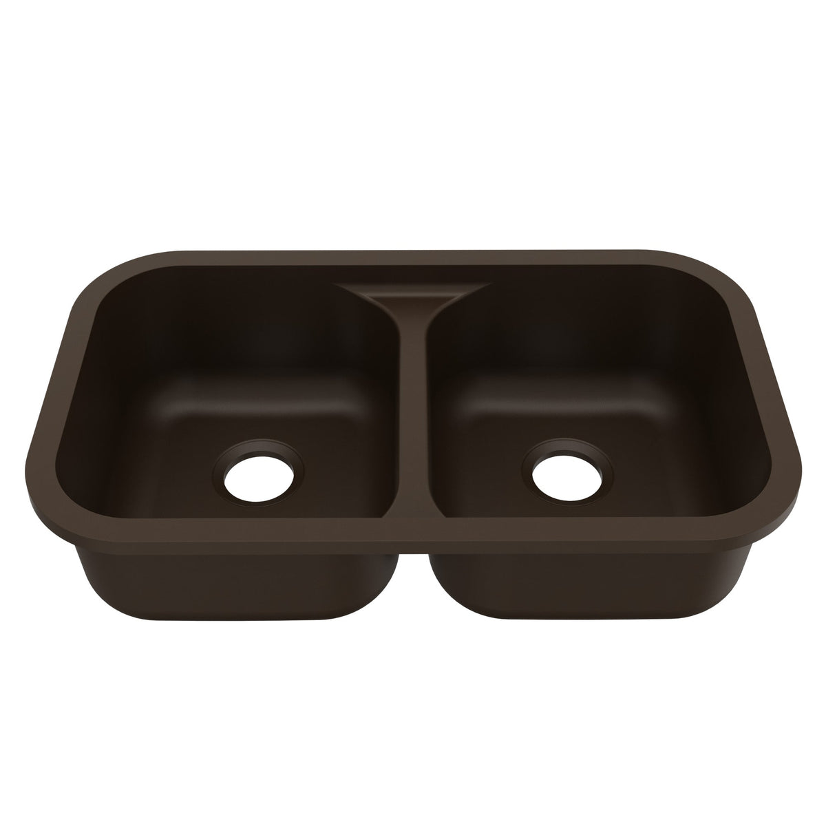 32-7/8" Seamless Undermount Doube Equal Bowl Quartz Composite Kitchen Sink In Brown