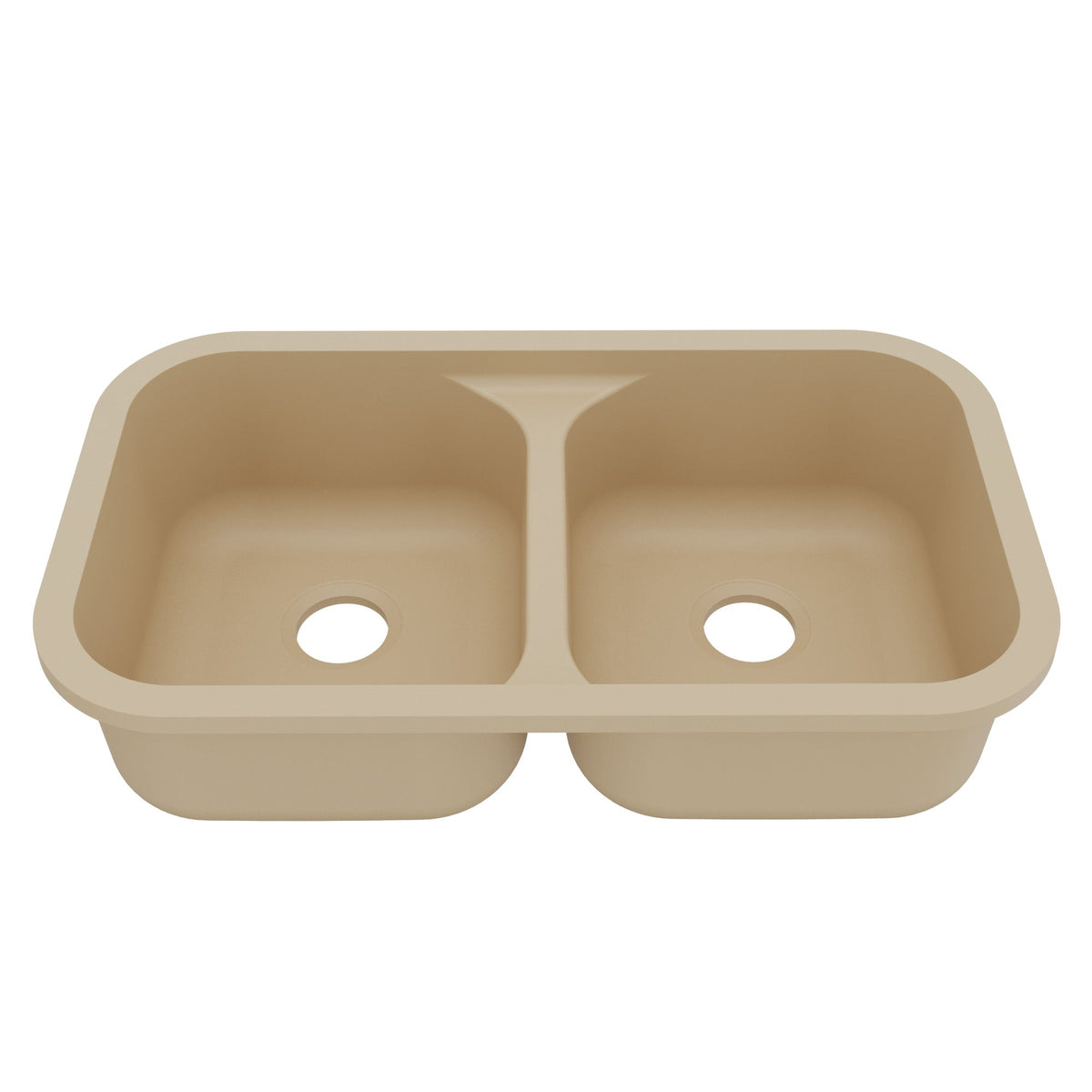32-7/8" Seamless Undermount Doube Equal Bowl Quartz Composite Kitchen Sink In Bisque