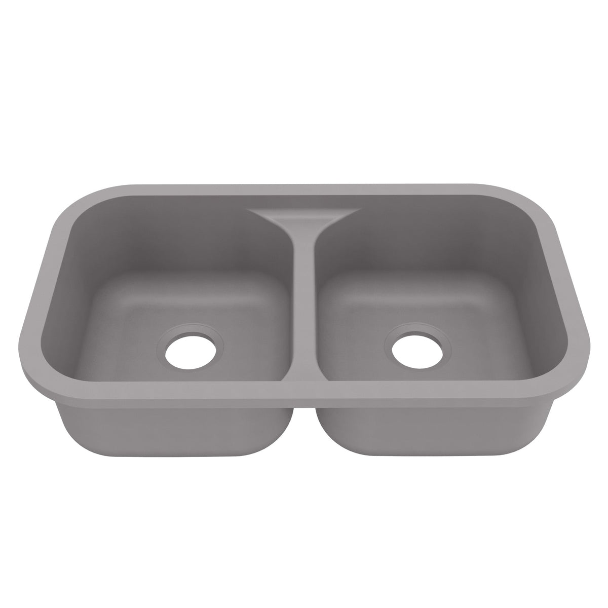 32-7/8" Seamless Undermount Doube Equal Bowl Quartz Composite Kitchen Sink In Grey
