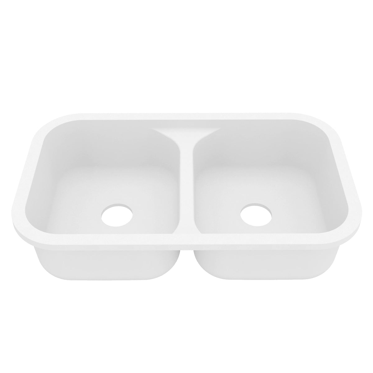 32-7/8" Seamless Undermount Doube Equal Bowl Quartz Composite Kitchen Sink In White