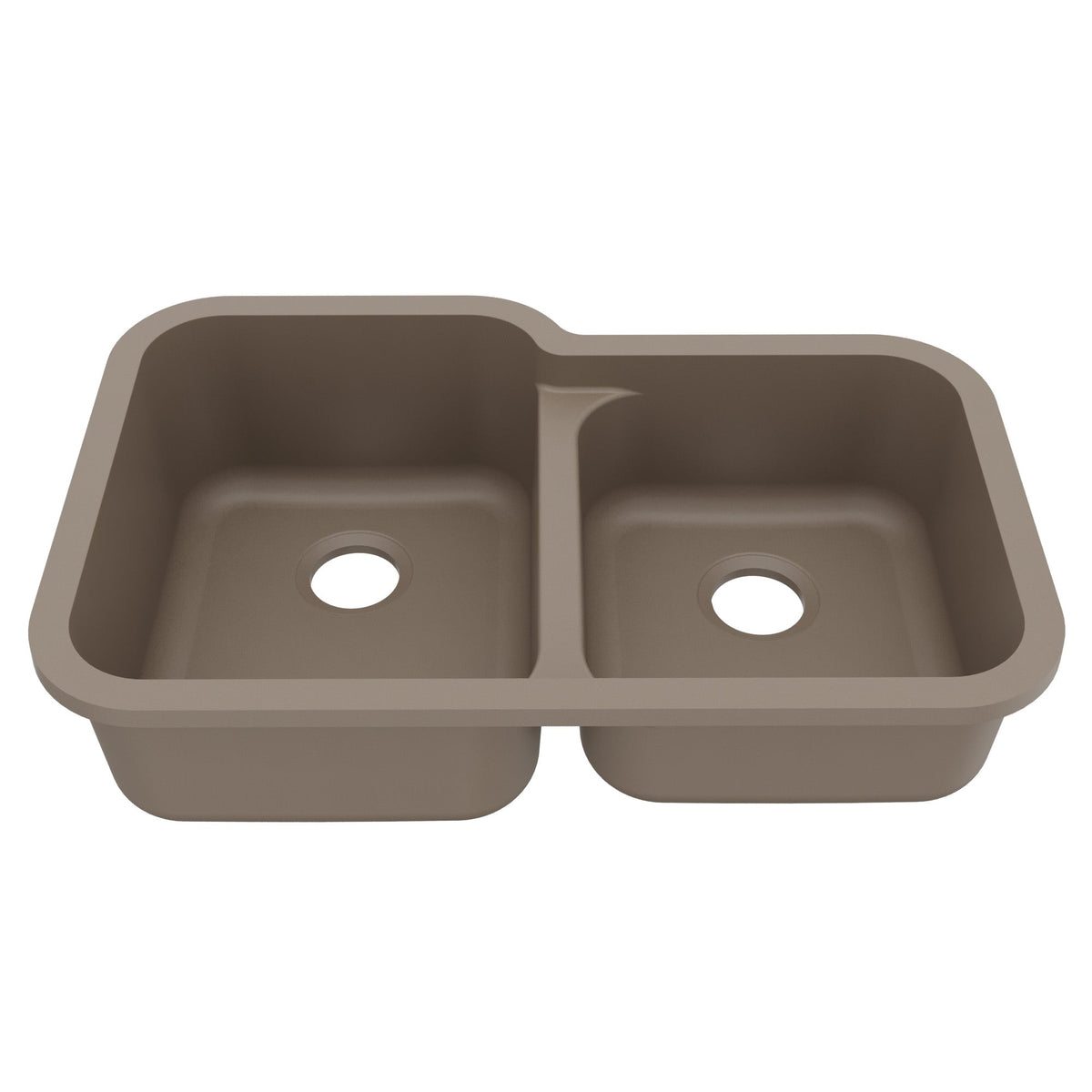 32-3/8" Seamless Undermount Double Offset Bowl Quartz Composite Kitchen Sink In Concrete