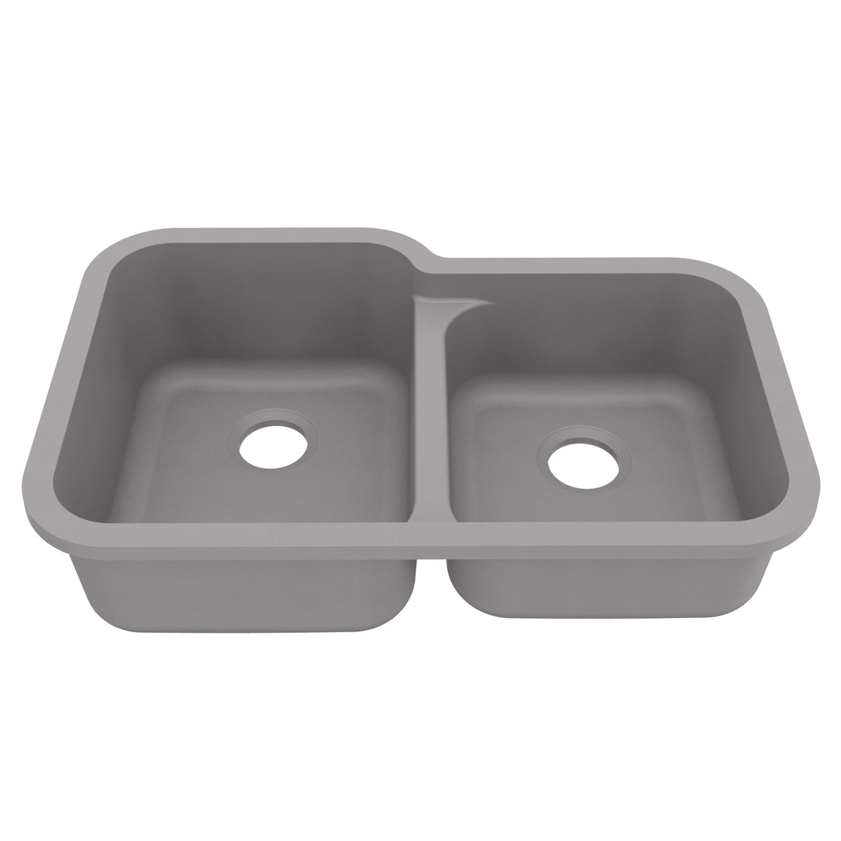 32-3/8" Seamless Undermount Double Offset Bowl Quartz Composite Kitchen Sink In Grey