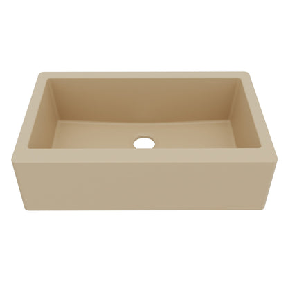 34" Farmhouse Large Single Bowl Quartz Composite Kitchen Sink In Bisque