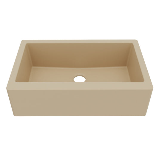 34" Farmhouse Large Single Bowl Quartz Composite Kitchen Sink In Bisque