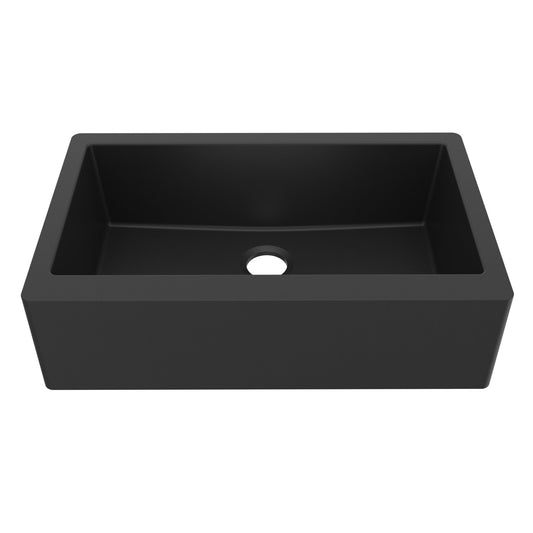 34" Farmhouse Large Single Bowl Quartz Composite Kitchen Sink In Black