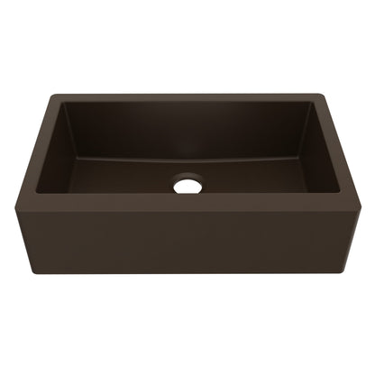 34" Farmhouse Large Single Bowl Quartz Composite Kitchen Sink In Brown