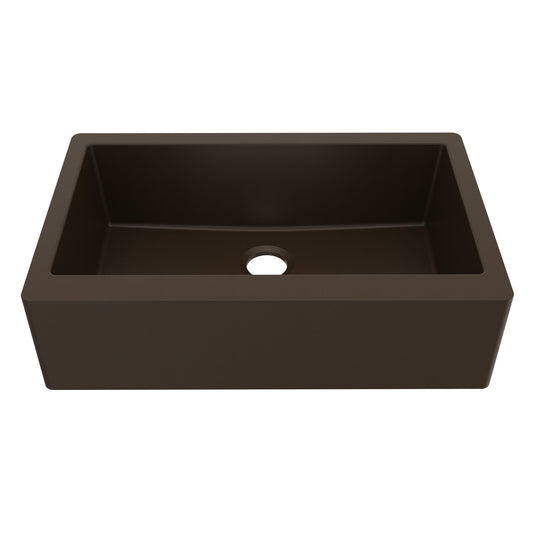 34" Farmhouse Large Single Bowl Quartz Composite Kitchen Sink In Brown