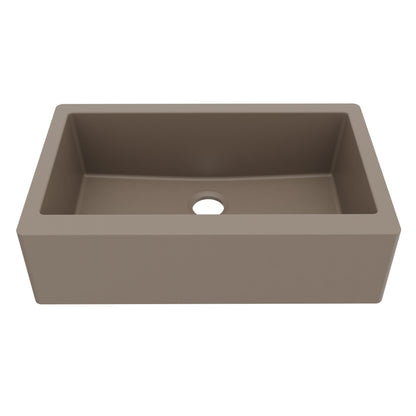 34" Farmhouse Large Single Bowl Quartz Composite Kitchen Sink In Concrete