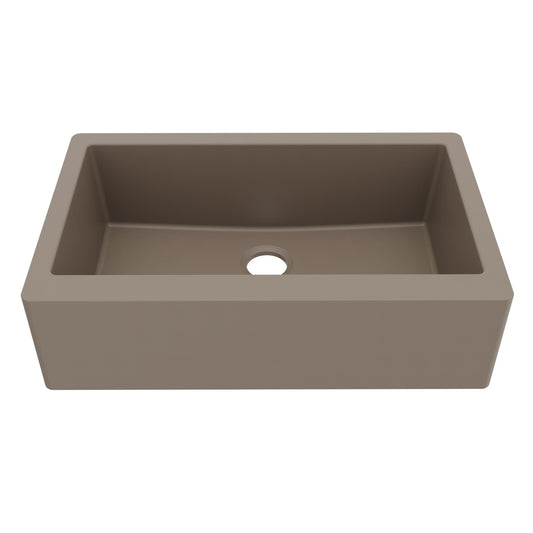 34" Farmhouse Large Single Bowl Quartz Composite Kitchen Sink In Concrete