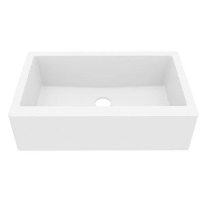 34" Farmhouse Large Single Bowl Quartz Composite Kitchen Sink In White