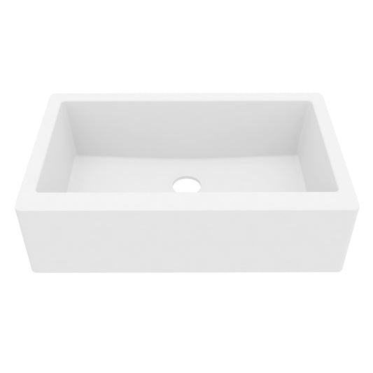 34" Farmhouse Large Single Bowl Quartz Composite Kitchen Sink In White