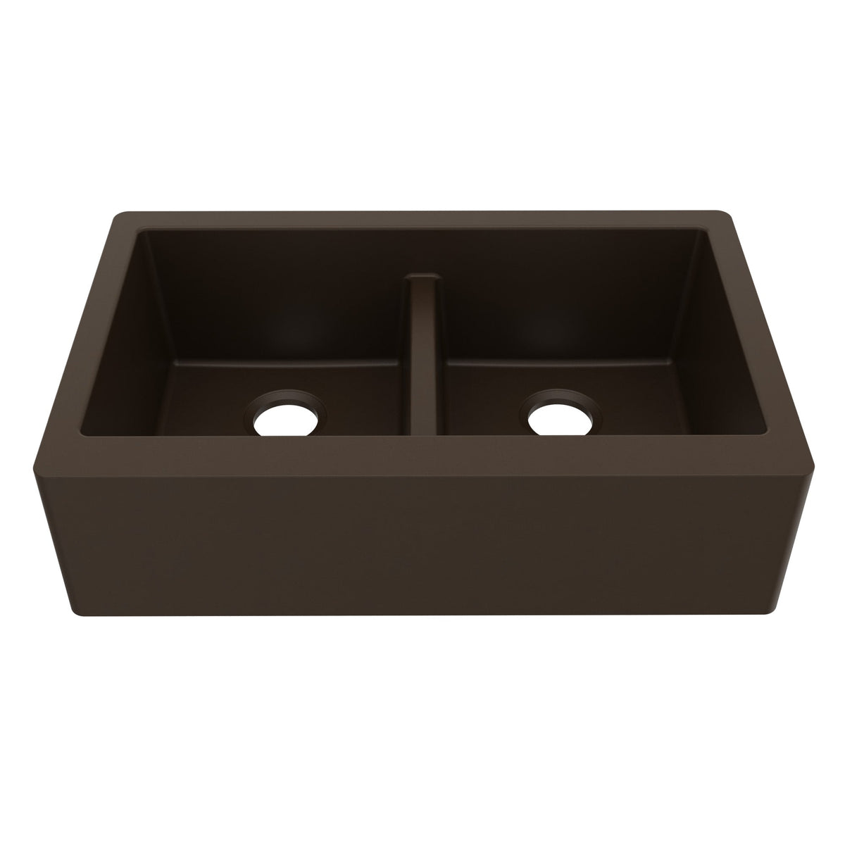 34" Farmhouse Double Equal Bowl Quartz Composite Kitchen Sink In Brown