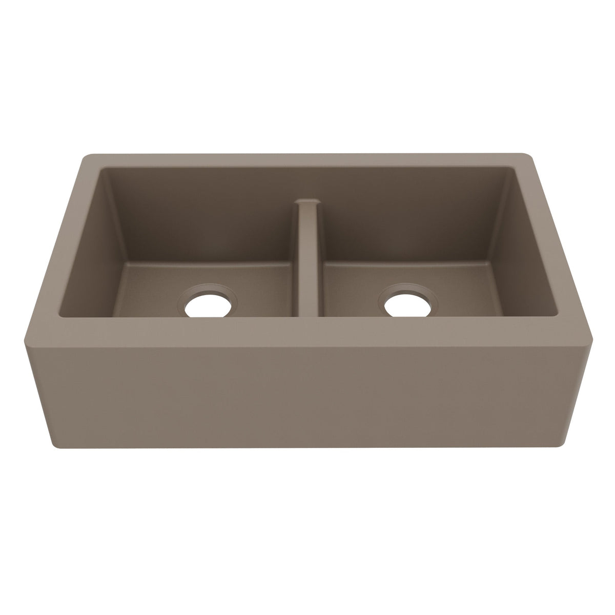 34" Farmhouse Double Equal Bowl Quartz Composite Kitchen Sink In Concrete