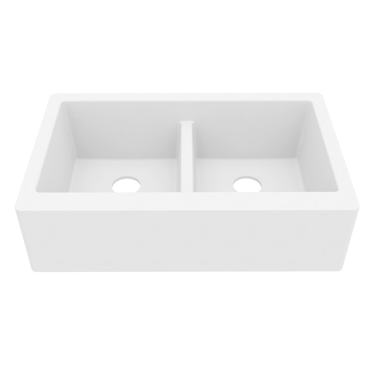 34" Farmhouse Double Equal Bowl Quartz Composite Kitchen Sink In White