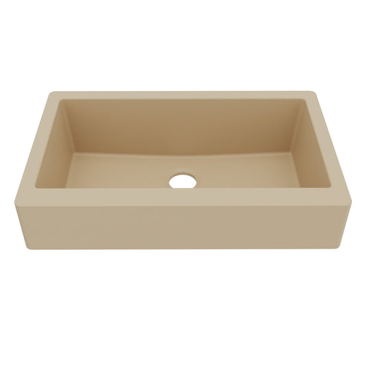 34" Retrofit Farmhouse Large Single Bowl Quartz Composite Kitchen Sink In Bisque