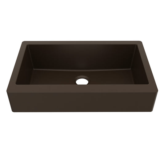 34" Retrofit Farmhouse Large Single Bowl Quartz Composite Kitchen Sink In Brown