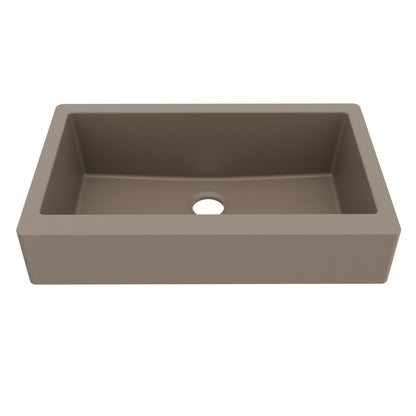 34" Retrofit Farmhouse Large Single Bowl Quartz Composite Kitchen Sink In Concrete