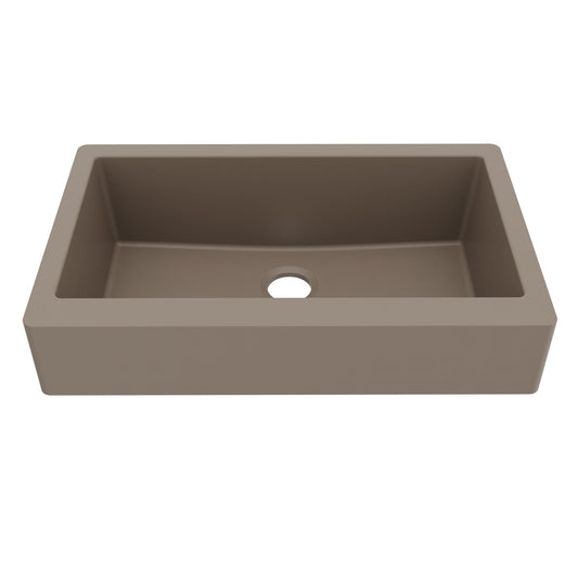 34" Retrofit Farmhouse Large Single Bowl Quartz Composite Kitchen Sink In Concrete