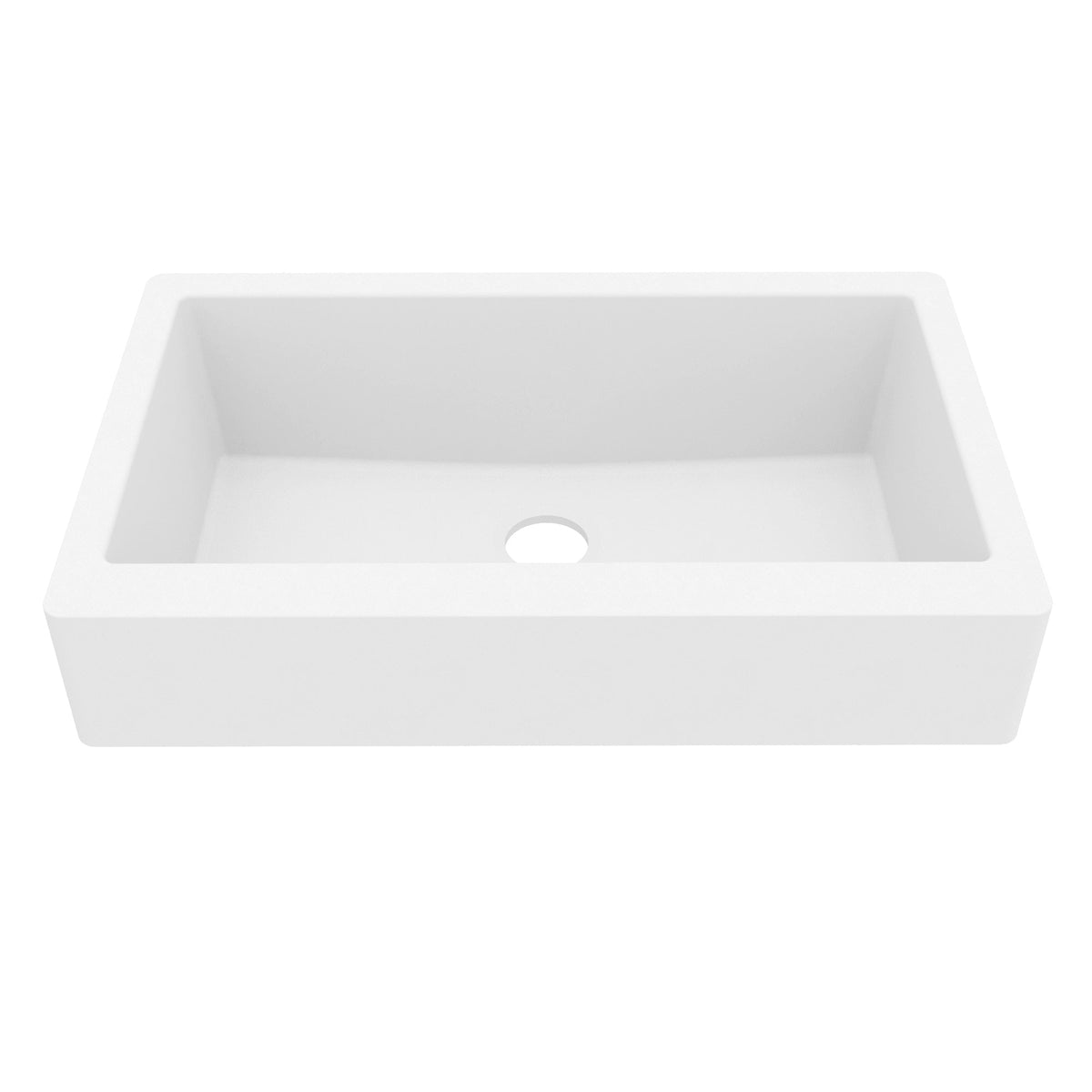 34" Retrofit Farmhouse Large Single Bowl Quartz Composite Kitchen Sink In White