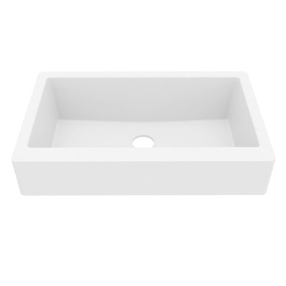 34" Retrofit Farmhouse Large Single Bowl Quartz Composite Kitchen Sink In White